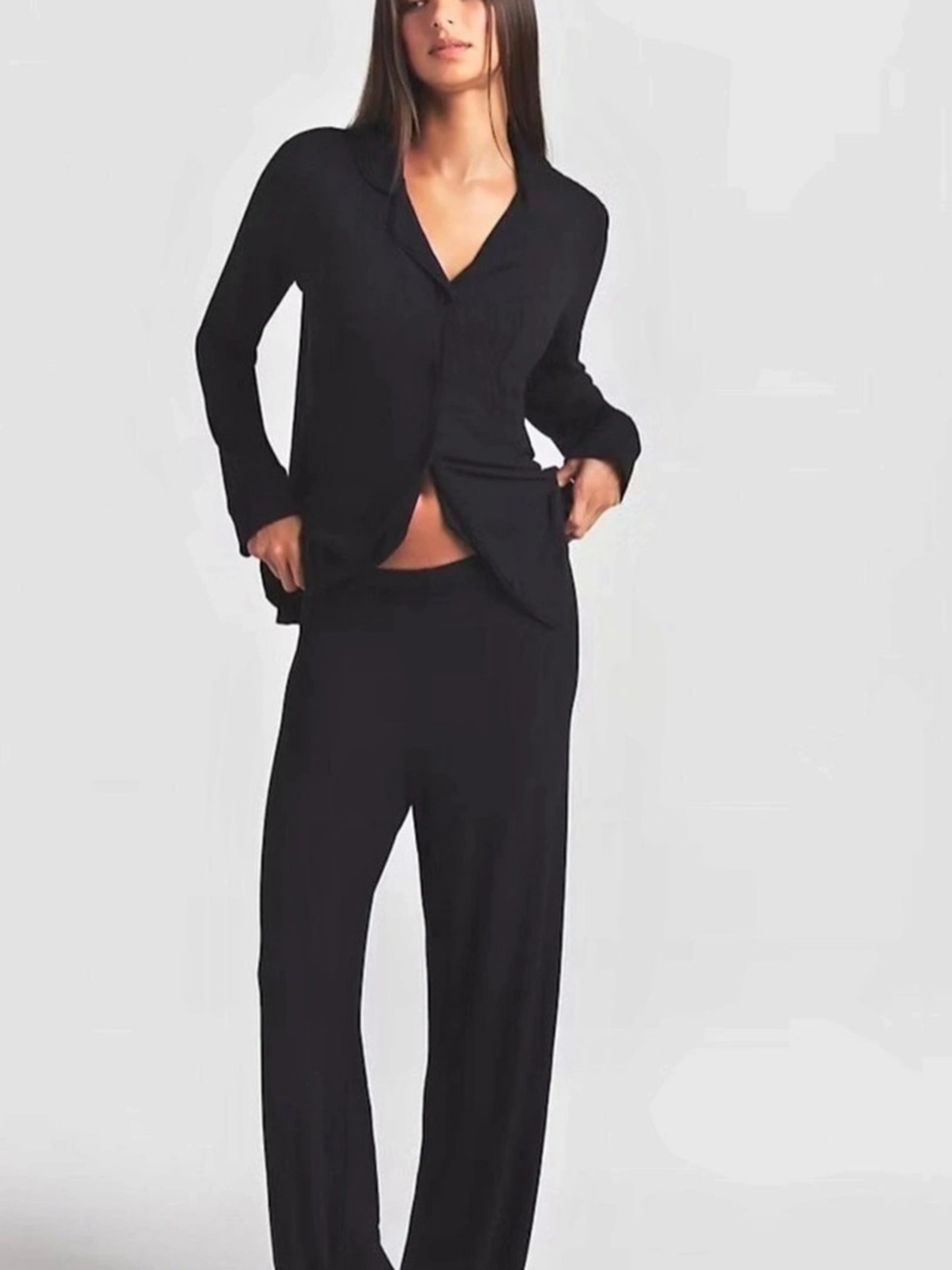 SKIMS Soft Lounge Button Front Long Sleeve Top and Pant Set